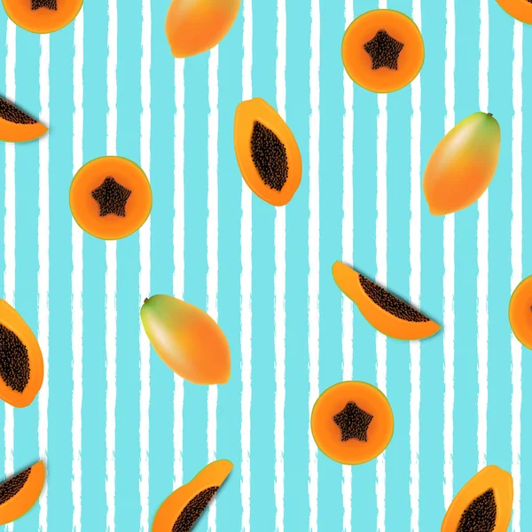 Papaya affisch med flikar isolerad färg mynta bakgrund — Stock vektor