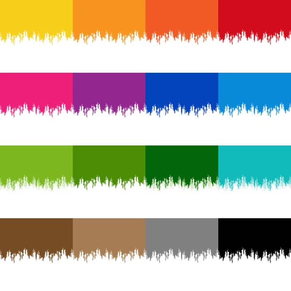 Colorful Paint Border Set With Isolated White Background — Stock Vector