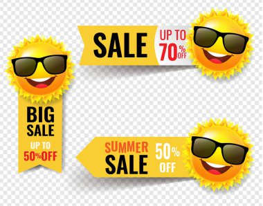 Summer Sale Banner With Sun Transparent Background clipart