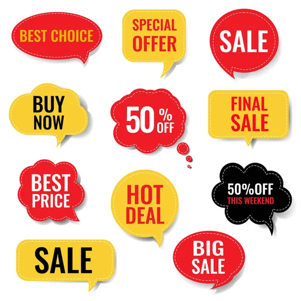 Sale Speech Bubble Set isolierter weißer Hintergrund — Stockvektor