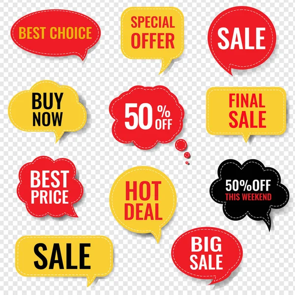 Sale Speech Bubble Set Isolated Transparent Background — Stock Vector