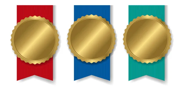 Gouden Bestseller Badge Met Lintwitte Achtergrond Met Gradiënt Gaas Vectorillustratie — Stockvector