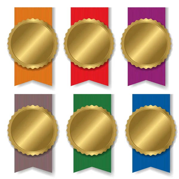 Conjunto de medallas de colores con fondo blanco — Vector de stock