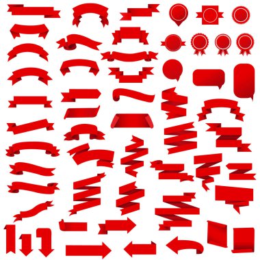 Kırmızı Kurdele Seti İzole Beyaz Arkaplan