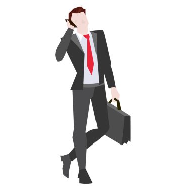 İş Adamı Telefonda Konuşuyor, Vektör İllüstrasyonu