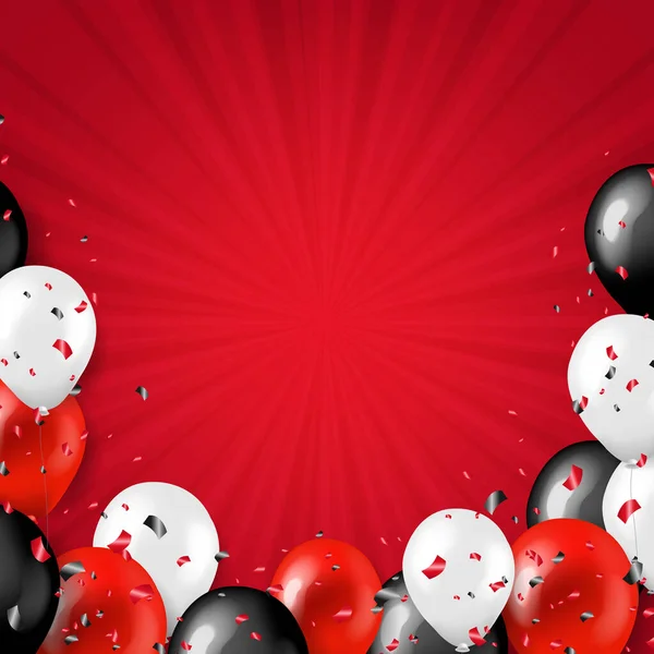 Frontera Viernes Negro con Globos — Vector de stock