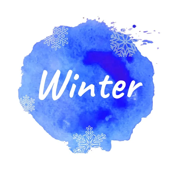 Winter Text With Blue Blot — Stock Vector