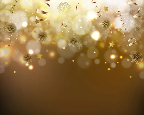 Año Nuevo Postal de Invierno con Bokeh y Estrellas — Archivo Imágenes Vectoriales