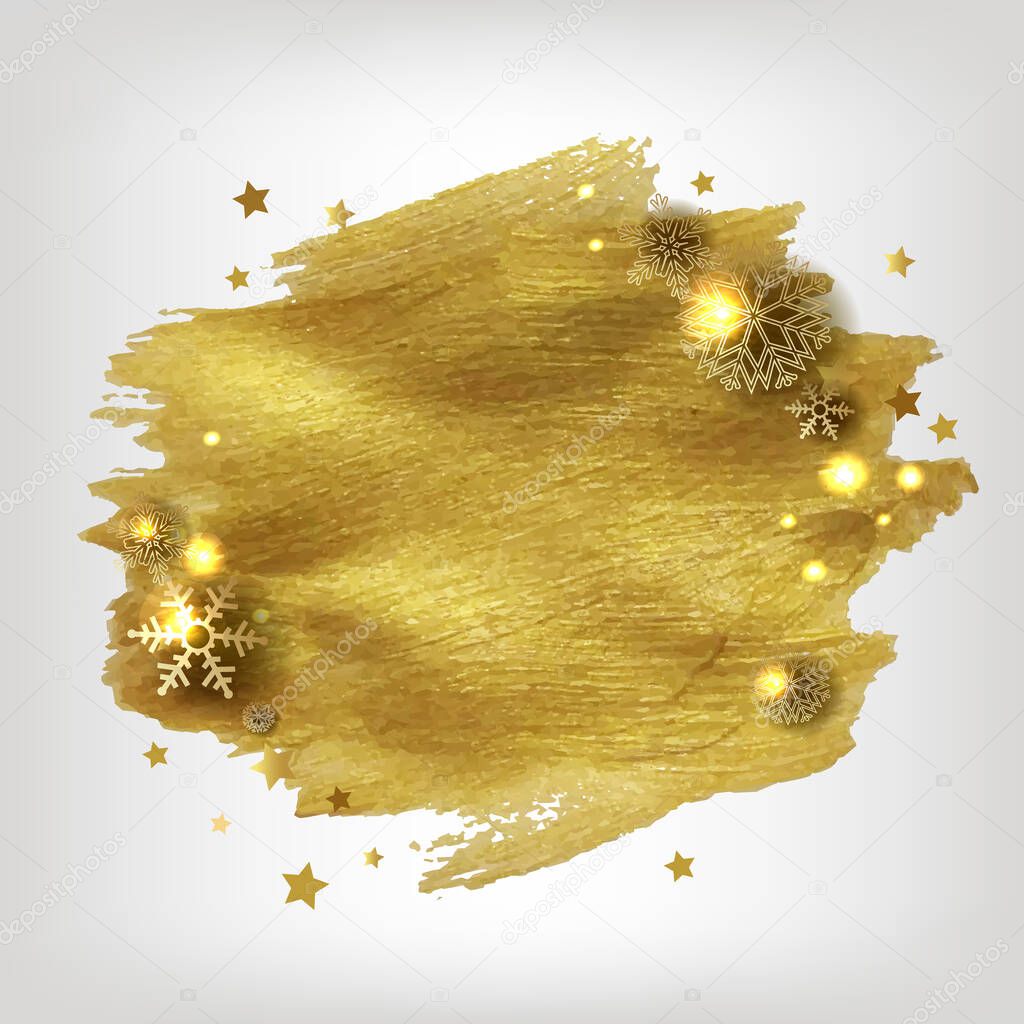 Poster With Golden Paint With Stars And Snowflakes