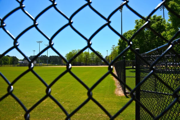 Leeres Baseballfeld Wegen Sozialer Distanz Während Der Covid Pandemie Den — Stockfoto