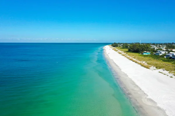 Letecký Pohled Krásnou Pláž Bílého Písku Ostrově Anna Maria Florida — Stock fotografie