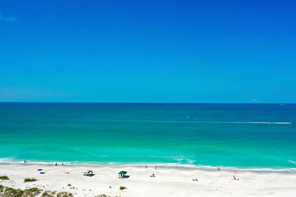 Aerial View Beautiful White Sand Beach Anna Maria Island Florida — Stock Photo, Image
