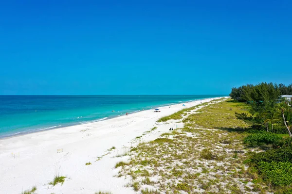 Aerial View Beautiful White Sand Beach Anna Maria Island Florida — Stock Photo, Image