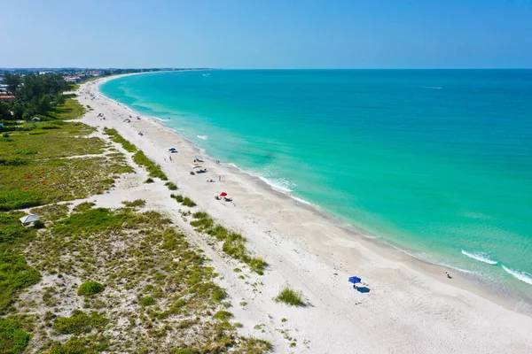 Aerial View Beautiful White Sand Beach Anna Maria Island Florida — Stock Photo, Image