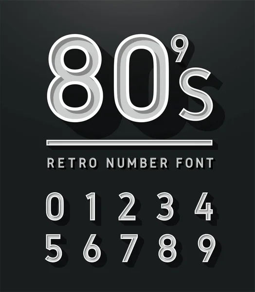 Number Vintage Sans Seriif Alphabet Retro Typografie Schriftart Klassischer Stil — Stockvektor