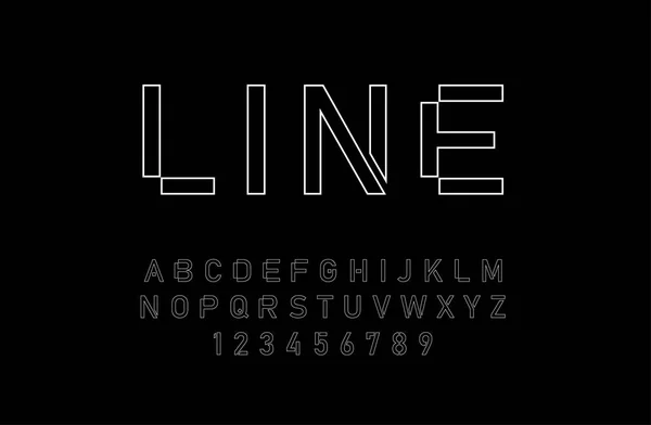 Letras Números Línea Delgada Alfabeto Moderno Diseños Para Logotipo Poster — Vector de stock
