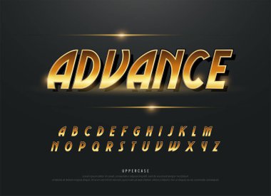 Alphabet gold metallic and effect designs. Exclusive golden letters typography italic font. technology and sport concept. vector illustrator clipart