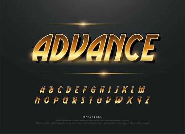 Alfabeto Ouro Metálico Desenhos Efeito Exclusive Golden Letters Typography Italic — Vetor de Stock