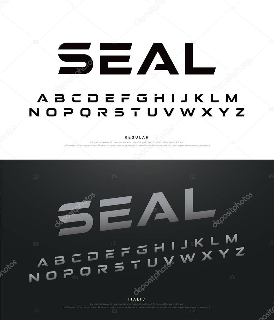 Sport modern alphabet fonts and Typography font uppercase regular and italic. vector illustrator