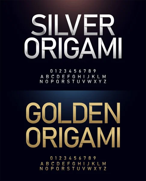 Origami Abecedy Čísel Zlaté Písmo Papír Řez Koncept Japonský Dopisy — Stockový vektor
