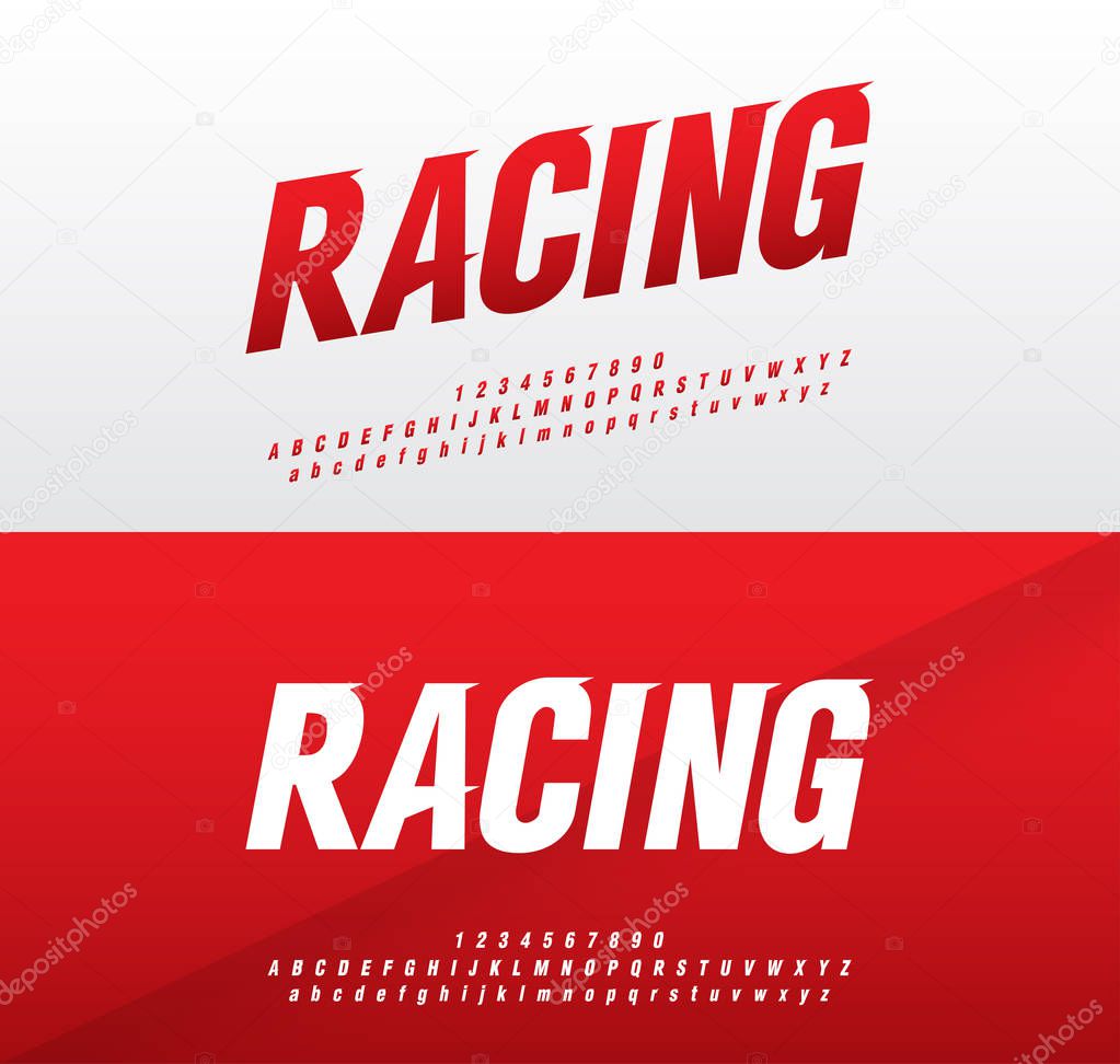 sport modern alphabet and number fonts. Racing typography italic font uppercase and lowercase. vector illustrator