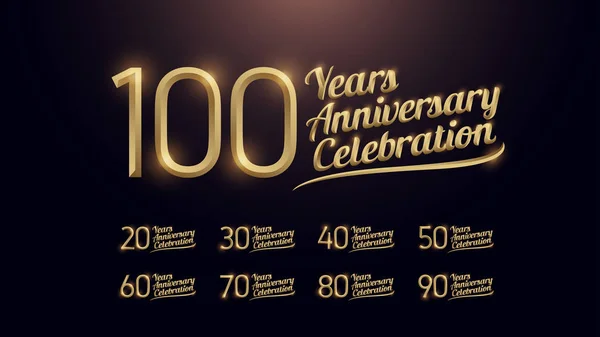 100 Años Número Oro Celebración Aniversario Fondo Oscuro Gráfico Dorado — Archivo Imágenes Vectoriales