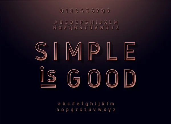 Alfabet Vintage Sans Serif Klasyczny Styl Czcionki Retro Typografii Miedzi — Wektor stockowy