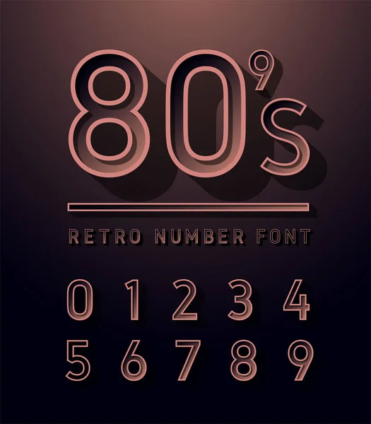 Number Cuivre Couleur Vintage Sans Alphabet Serif Polices Typographie Rétro — Image vectorielle