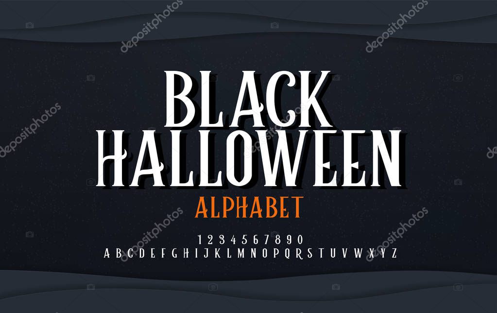 Halloween scary alphabet font. Typography black halloween logo designs concept. vector illustration