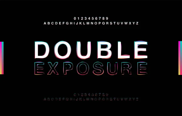 Abstrct Alphabet Double Exposure Glitch Modern Style Typography Colorful Type — Stock Vector