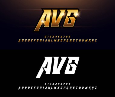 Alphabet gold metallic and effect designs. Elegant golden letters typography italic font. technology, sport, movie, and sci-fi concept. vector illustrator clipart