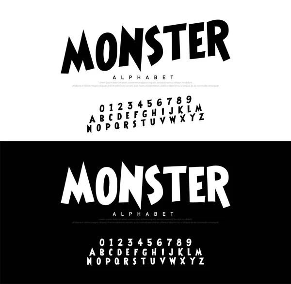 Monster Cartoon Alphabet Scary Typeace Typography Comic Style Font Set — Stock Vector