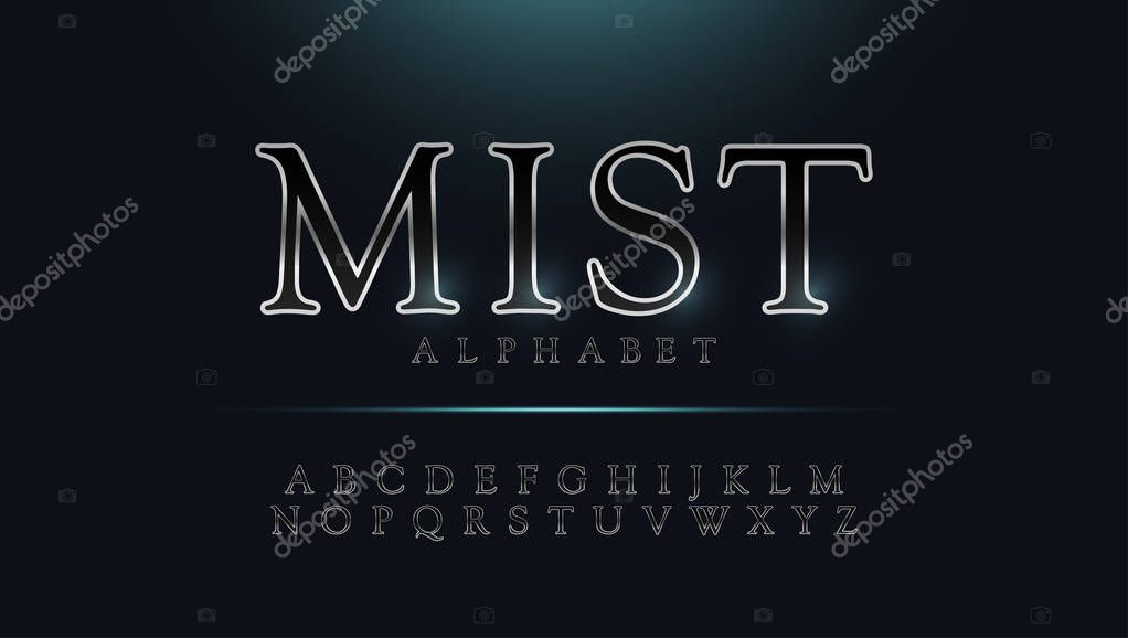 Elegant classic silver metal chrome alphabet font. Typography classic style silver font set for logo, Poster, Invitation. vector illustrator