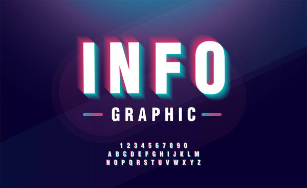 Glitched alphabet font design. headline, typeface, logo, fonts letters and numbers. typography technology design concept