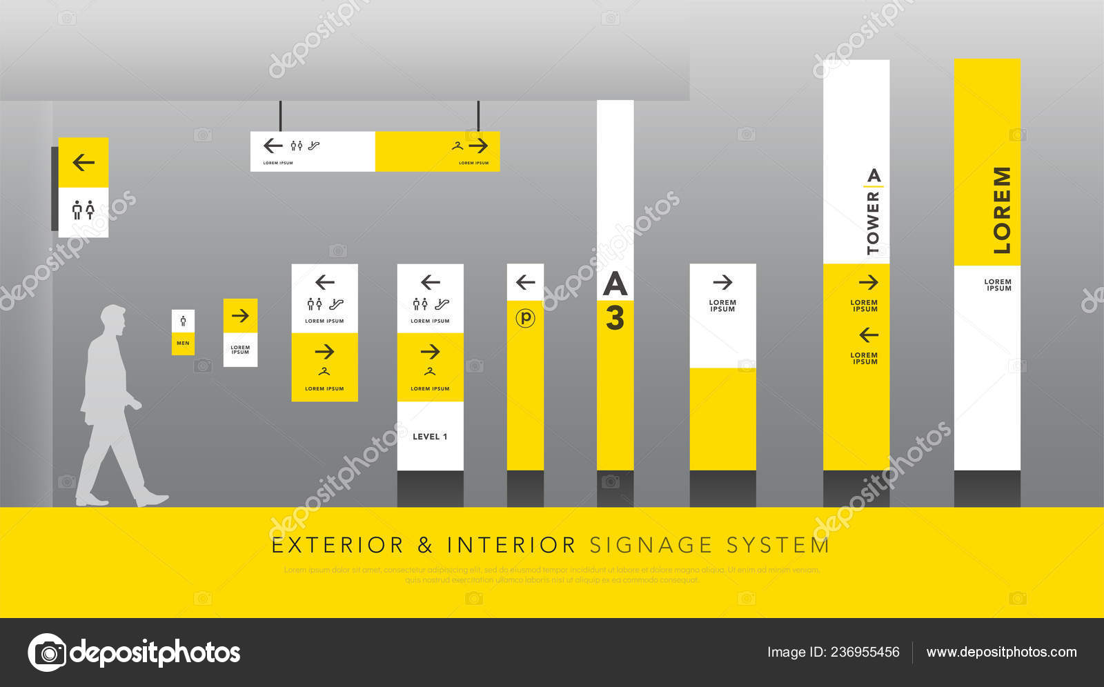 Exterior Interior Signage System Direction Pole Wall Mount Signboard