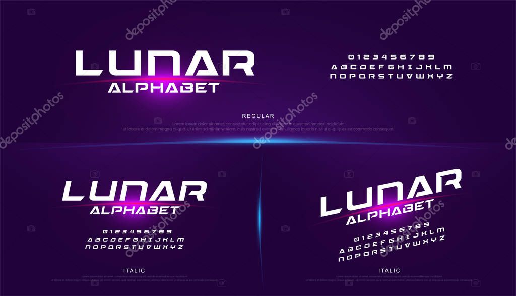 Abstract technology space font and alphabet. techno effect fonts designs. Typography digital sci-fi concept. vector illustration
