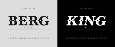 Kraliyet yazı tipi ile klasik lüks alfabe logo. Tipografi yazı harfleri büyük harf ve sayı. vektör çizim