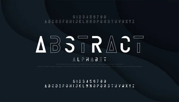 Soyut ince hat yazı tipi en az alfabe. Modern yazı tipleri ve numaraları. Tipografi kentsel yazı büyük harf ve sayı. vektör illustrationint