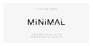 Minimal yazı tipi yaratıcı modern alfabe. Nokta lı tipografi düzenli ve sayı. minimalist stil yazı tipleri ayarlanır. vektör illüstrasyon