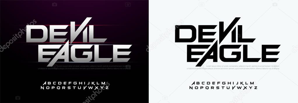 Modern sport typography fonts technology, digital, movie logo. Alphabet Silver Metal Regular Font. vector illustration