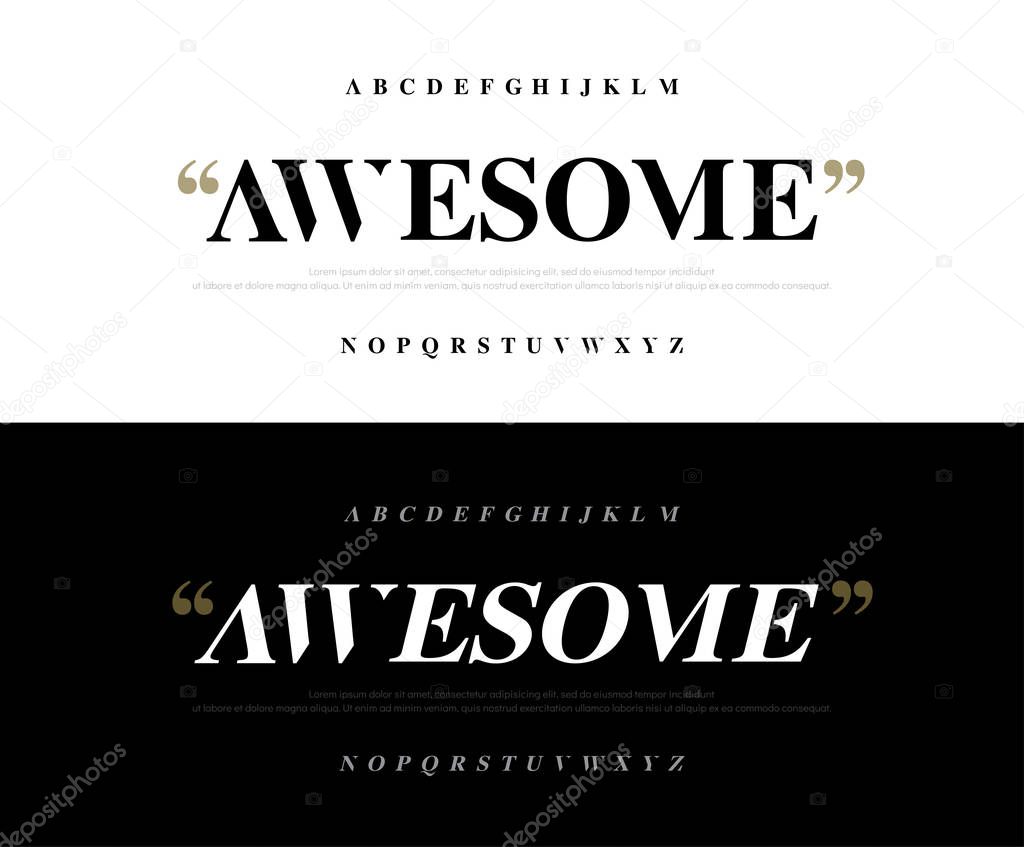 Elegant awesome alphabet letters font set. Classic Lettering Minimal Fashion Designs. Typography fonts regular uppercase. vector illustration