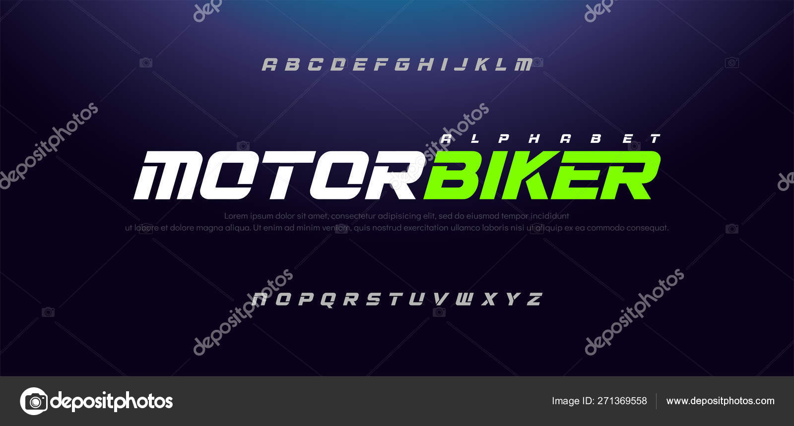 Racing font alphabet letters with wind effect. Modern sport logo