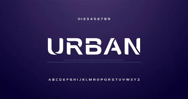 spor gelecek eğrisi, dalga modern alfabe yazı tipleri. teknoloji tipografi kentsel yazı tipi ve sayı büyük harf. vektör illüstrasyon