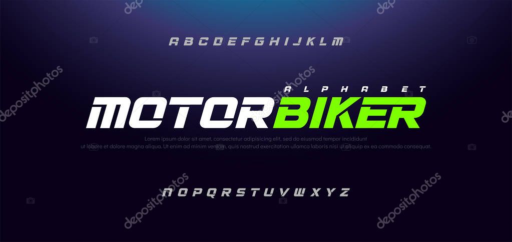 Sport Modern Italic Alphabet Font. Typography urban style fonts for technology, sport, motorcycle, racing logo design. vector illustration