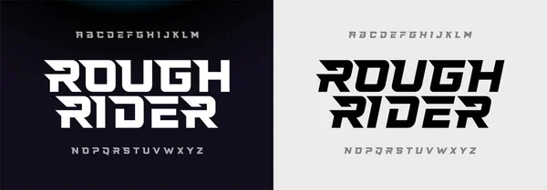 Spor Modern Italic Alfabe Yazı Tipi. Teknoloji, dijital, film logosu tasarımı için tipografi kentsel yazı tipleri. vektör illüstrasyonu