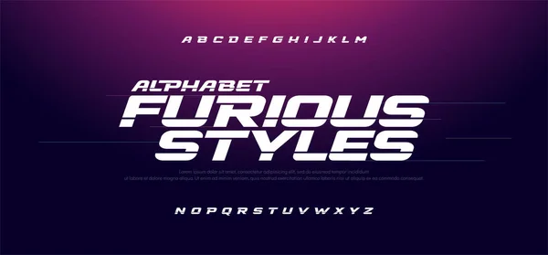 Spor modern Italik alfabe yazı tipi. Tipografi hızlı ve öfkeli stil yazı için film teknolojisi, spor, motosiklet, yarış logosu tasarım. vektör illüstrasyon