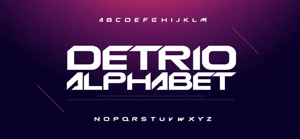 Spor Modern Teknoloji Alfabe Font. Film teknolojisi, spor, oyun, motosiklet, yarış logo tasarımı için tipografi yazı tipleri. vektör illüstrasyon