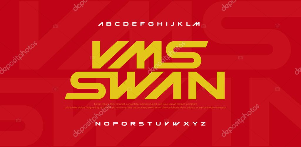 Sport Modern Italic Alphabet Font. Typography fonts for movie technology, sport, motorcycle, racing logo design. vector illustration