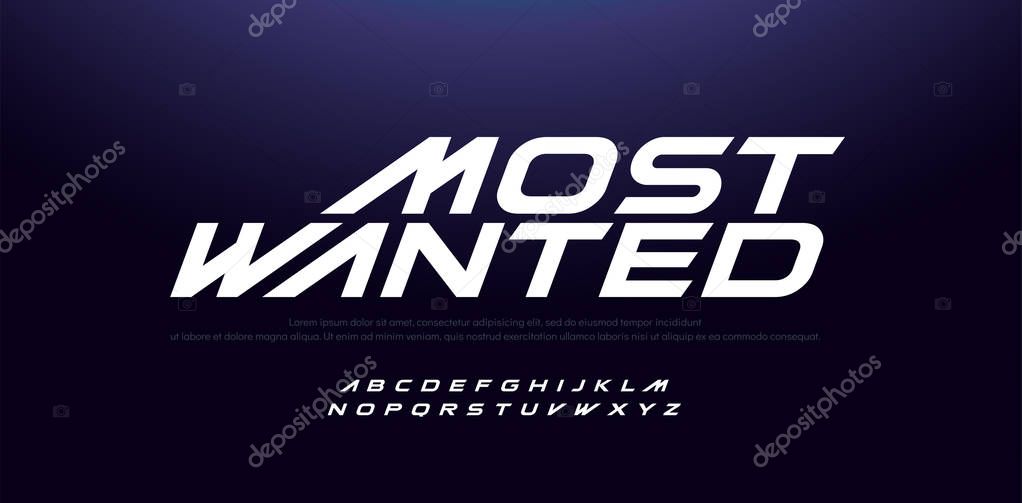 Sport Modern Italic Alphabet Font. Typography fast and furious style fonts for movie technology, sport, motorcycle, racing logo design. vector illustration