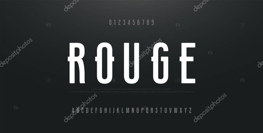 Urban Modern Alphabet Font and Number. Typography simple condensed high, tall multi purpose typeface style numbers fonts. vector illustration